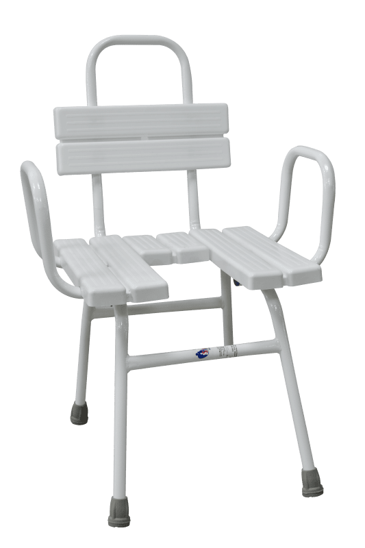 Стілець для душу нерегульований з ручками, спинкою і вирізом НТ-06-002 , ТОВ "Норма-Трейд"